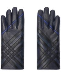 Burberry - Check Intarsia Leather Gloves - Lyst