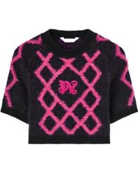 Palm Angels - Monogram Argyle-Pattern Crop Top - Lyst