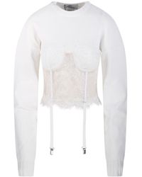 GIUSEPPE DI MORABITO - Lace-Panel Knitted Top - Lyst