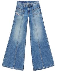 DIESEL - D-Akii Flared Panelled Jeans - Lyst