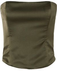 STAUD - Strapless Silk-Blend Satin Top - Lyst