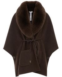 Liu Jo - Faux Fur Trim Belted Cape - Lyst