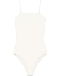 Jil Sander - Logo-Embroidered Square Neck Swimsuit - Lyst