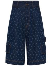 Marine Serre - Moon-Print Denim Shorts - Lyst