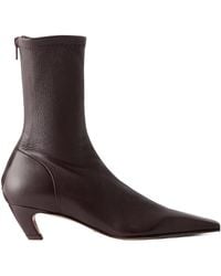 KHAITE - Arizona Leather Ankle Boots - Lyst