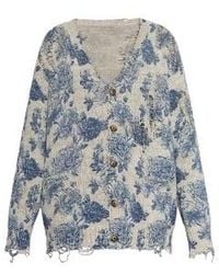 R13 - Floral-Print Distressed Cardigan - Lyst