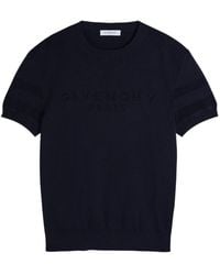 Givenchy - Textured Knit Logo Cotton-Blend T-Shirt - Lyst