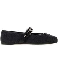 Miu Miu - Buckle-Strap Wool Ballet Flats - Lyst