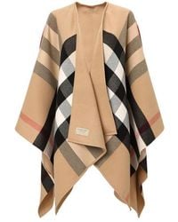 Burberry - Reversible Check Merino Wool Poncho - Lyst