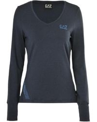 EA7 - V-Collar Long-Sleeved T-Shirt - Lyst
