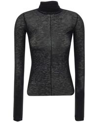 Elisabetta Franchi - Sheer Turtleneck Knitted Sweater - Lyst