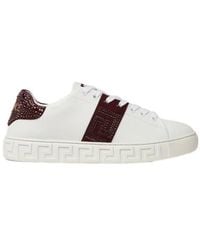 Versace - Greca Embellished Lace-Up Sneakers - Lyst