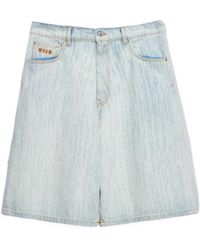 MSGM - Logo-Patch Denim Bermuda Shorts - Lyst