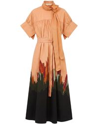 Ulla Johnson - Graphic-Print Belted Midi Dress - Lyst