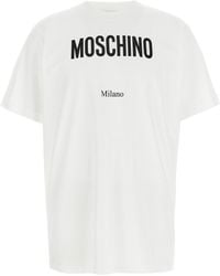 Moschino - Logo Print Cotton T-Shirt With Crew Neck - Lyst