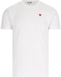 COMME DES GARÇONS PLAY - Comme Des Garçons Play Heart Embroidered Crewneck T-Shirt - Lyst