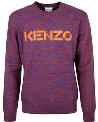 KENZO - Logo Embroidered Marl-Knit Jumper - Lyst