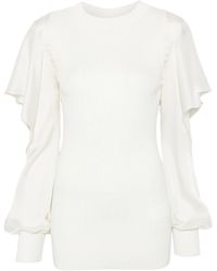 Sacai - Ruffled Satin-Sleeve Top - Lyst