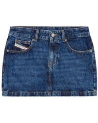 DIESEL - De-Ron Whiskering Effect Denim Mini Skirt - Lyst