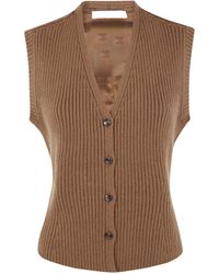 Max Mara - V-Neck Button-Up Gilet - Lyst