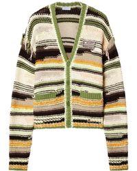 Off-White c/o Virgil Abloh - Striped V-Neck Knitted Cardigan - Lyst