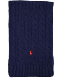 Polo Ralph Lauren - Logo-Embroidered Cable-Knit Scarf - Lyst