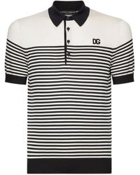 Dolce & Gabbana - Dg Patch Striped Knitted Polo Shirt - Lyst
