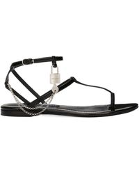 Dolce & Gabbana - Padlock Patent-Leather Flat Sandals - Lyst