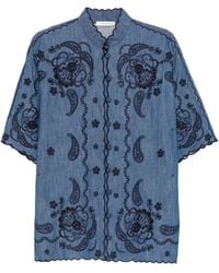 Zimmermann - Aster Embroidered Denim Shirt - Lyst