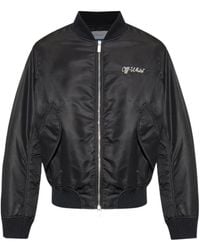 Off-White c/o Virgil Abloh - Logo Embroidered Bomber Jacket - Lyst