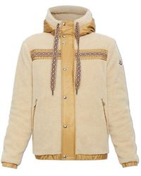 Moncler - Geometric Trim Teddy Zip-Up Hoodie - Lyst