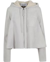 Loewe - Leather Hooded Jacket - Lyst