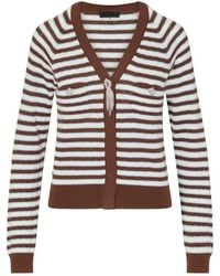 Liu Jo - Striped Cardigan With Bejewelled Embellishment - Lyst