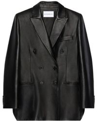 Givenchy - Cutout Double-Breasted Leather Blazer - Lyst