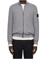 Stone Island - Logo-Patch Zip-Up Cardigan - Lyst