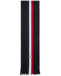 Moncler - Logo Patch Fringed Scarf - Lyst