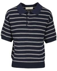DUNST - Striped Polo Knitted Top - Lyst