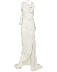 Victoria Beckham - Draped Satin Crepe Long Dress - Lyst
