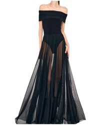 Norma Kamali - Strapless Sheer Panel Gown - Lyst