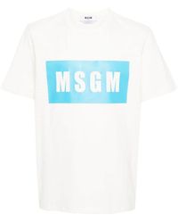MSGM - Logo-Print Cotton T-Shirt - Lyst