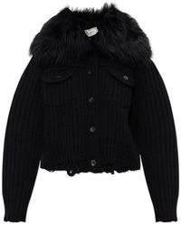Blumarine - Fur Insert Knit Cardigan - Lyst