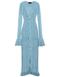 Blumarine - Ruffled Knitted Buttoned Maxi Dress - Lyst