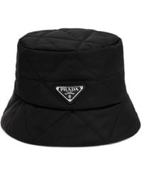 Prada - Triangle Logo Plaque Puffer Hat - Lyst