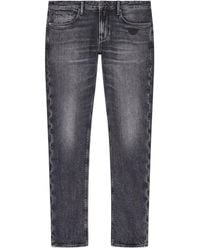 Emporio Armani - J06 Slim-Fit Washed Denim Jeans With Eagle Embroidery - Lyst