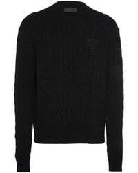 Prada - Cable-Knit Crewneck Sweater - Lyst