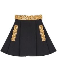 Balmain - Wool Pleated Mini Skirt - Lyst