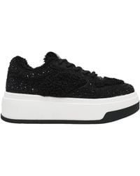 Steve Madden - Fluffy Rhinestone-Embellished Platform Sneakers - Lyst