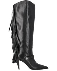 Pinko - Fringe-Detail Leather Boots - Lyst
