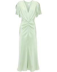 Victoria Beckham - Gathered V-Neck Midi Dress - Lyst