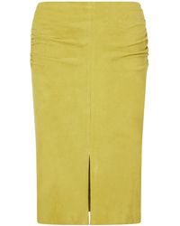 Stouls - Ooma Ruched Suede Midi Skirt - Lyst